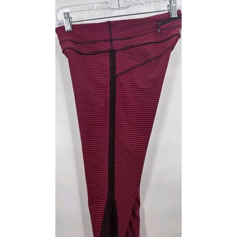 LULULEMON RUN PACE TIGHT‎ LEGGINGS WOMENS SIZE 6 STRIPED MAROON RED 25